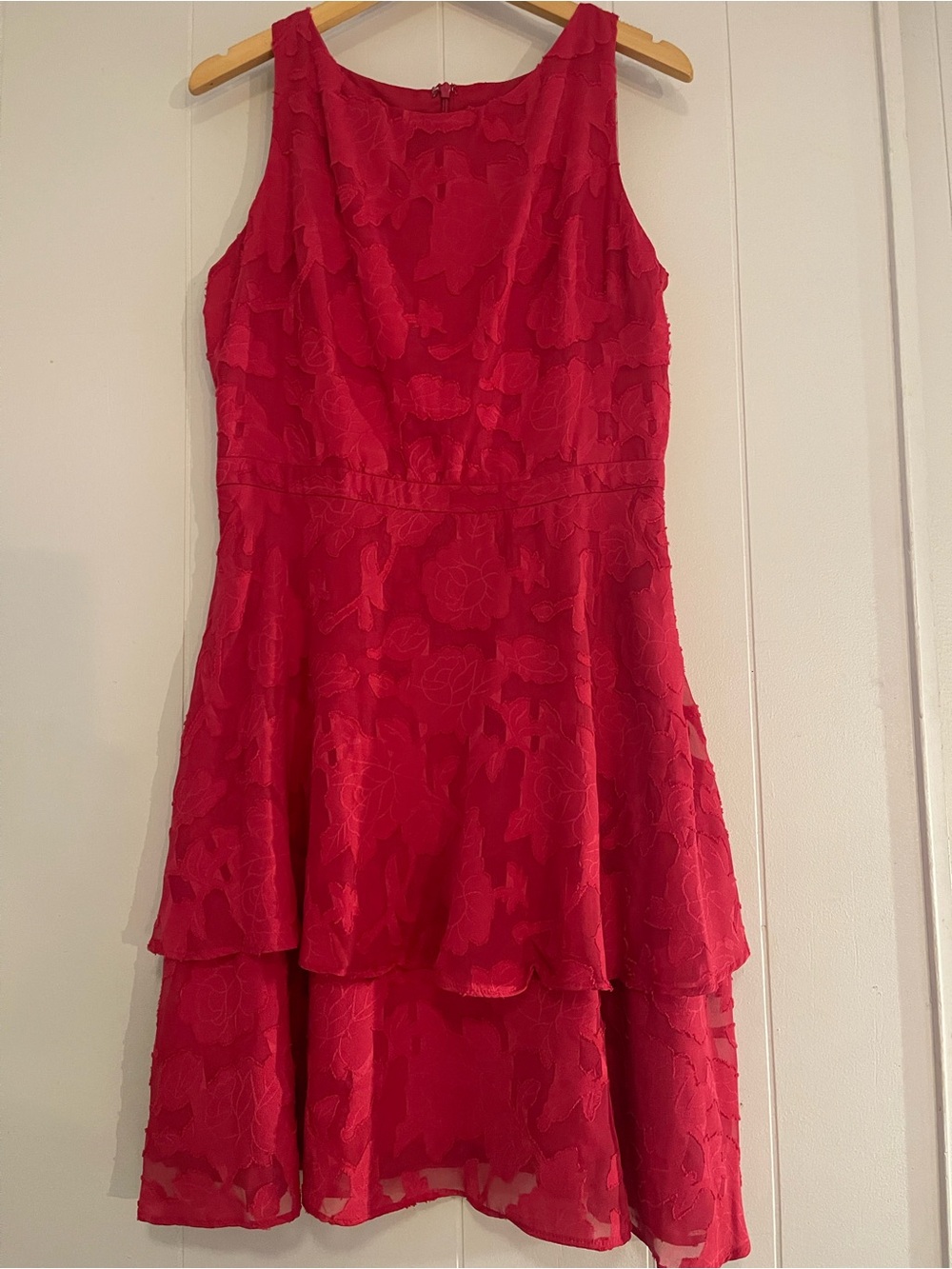 Taylor Dark Fuchsia Floral Tiered Cocktail Dress